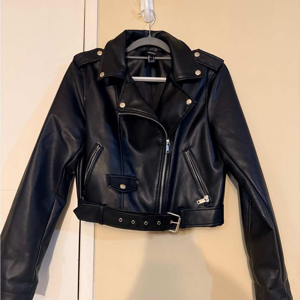 Forever 21 Black Leather Moto Jacket - Picture 6 of 6